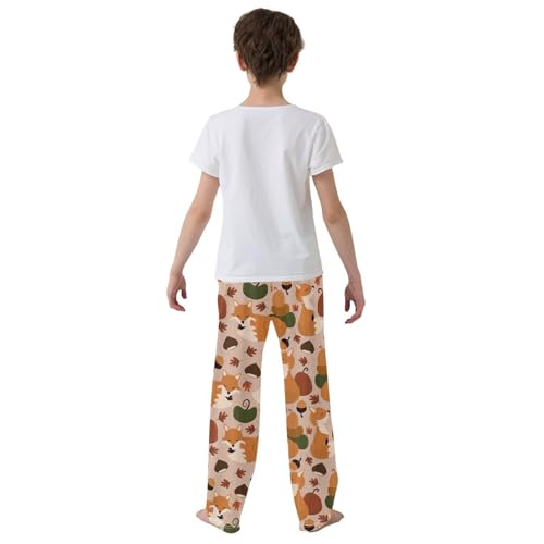 Boys' Pants Halloween Fall Animal Fox Pumpkins Long Bottoms Jogger Pants Elastic Waist Trousers with Pockets S-XL3