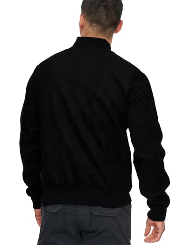 Image of LEOTUDE CASUAL JACKET For Men's Loopknit Full Sleeve Regular Fit Solid Bomber Jacket (Color Black)