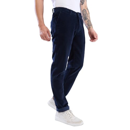 Image of Spykar Men's Mid Rise Regular Fit Cotton Trousers
