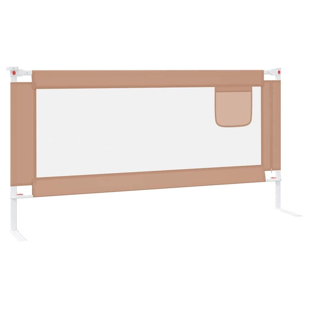 Kleinkind-Bettschutzgitter Taupe 180x25 cm Stoff mit höhenverstellbarer Absturzsicherung, Rausfallschutz für Kinderbett, Bettbarriere für Babysicherheit im Schlafzimmer und Kinderzimmer