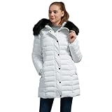 Hooded Down Alternative Coat, GUINA Long Heavenly Fashion Thickened Jacket with Fur Trim Puffer...