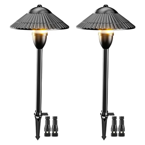 ZUCKEO Low Voltage Landscape Pathway Lights 5W 12-24V Outdoor LED Landscape Lighting 3000K Aluminum Waterproof Wired Path Light for Yard Garden Walkway(2Pack)