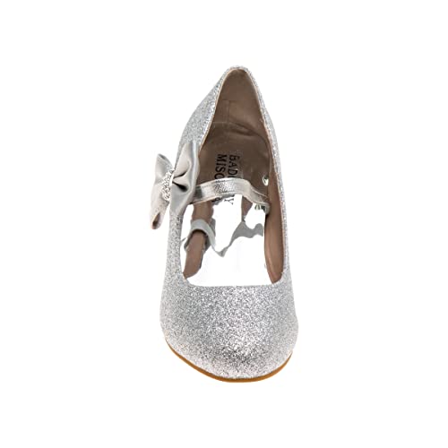 Badgley Mischka Heel Dress Pumps Closed Toe Rhinestone Shoes for Girl Kids (Silver/Gold/White/Black) (Little Kid - Big Kid)4