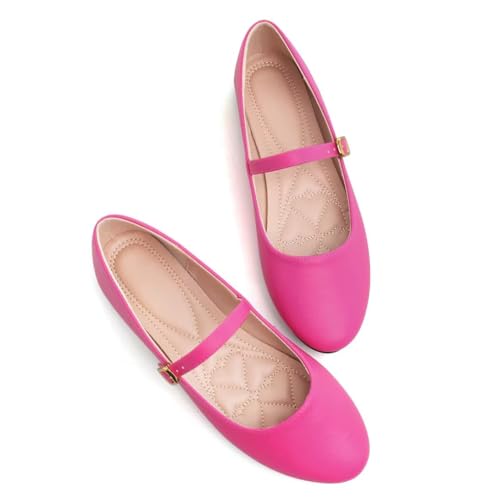 Image of TN TANGNEST Leather Flats for Women Retro Mary Jane Flats | Comfortable Square Toe Slip On Flats with Buckle Strap, Soft Work Flats Office Shoes
