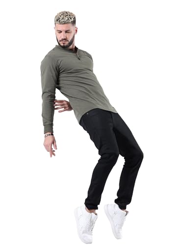 Image of fanideaz Mens Premium High Neck Henley T Shirts for Men Branded Full Sleeve Shirt for Men in Pure Cotton Casual & Formal Wear
