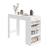 WOLTU Tavolo da Bar, Bancone da Bar con 1 Cassetto e 3 Ripiani, Tavolo Penisola per Cucina...