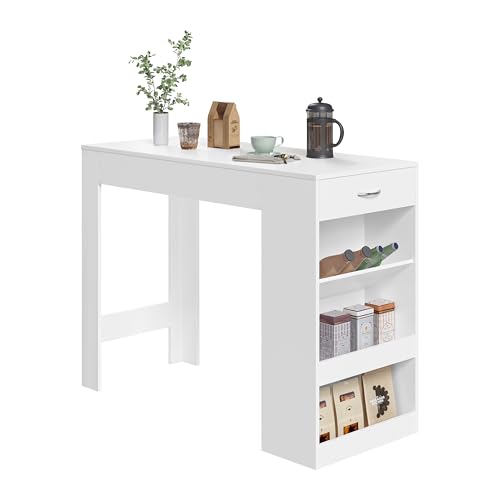WOLTU Stehtisch Bartisch Bistrotisch, mit 1 Schublade 3 Ablagen,...