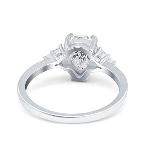 OMRANII Art Deco Pear Teardrop Moissanite Vintage Style Cluster CZ Statement Wedding Engagement Rings For Women 925 Sterling Silver Gifts For Her3
