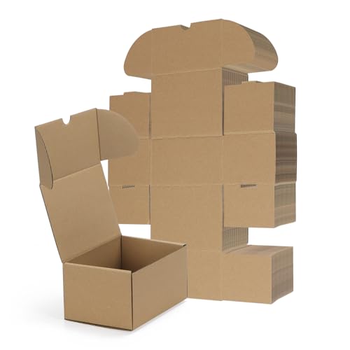 Image of RLAVBL 6x4x3 Small Shipping Boxes Set of 40, Brown Corrugated Cardboard Mailer Box for Packing, Mailing, Business