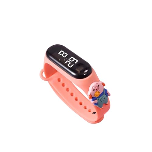 Image of Digital Dial Waterproof Stylish and Fashionable Wrist Smart Watch LED Band for Kids, Rakhi, Colorful Cartoon Character Super Hero for Boys & Girls (Removable Silicon Strap) (Peach Pig)