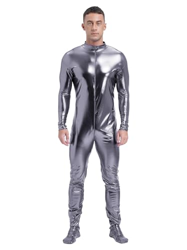 Men Metallic Bodysuit Zentai Without Hood Adult Shiny One Piece Spandex Body Suit Jumpsuits2