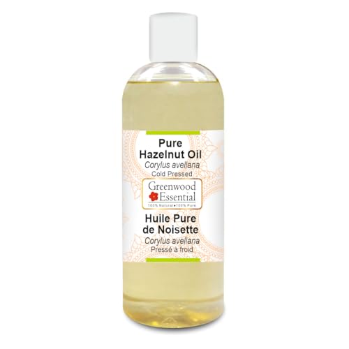 Image of Greenwood Essential Pure Hazelnut Oil (Corylus avellana) | Cold Pressed | Natural | Undiluted | For Diluting Essential Oils | For Skin & Massage | Men & Women | 200ml
