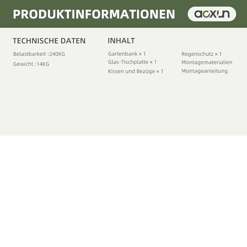 Aoxun 2-Sitzer-Gartenbank aus Rattan, extrabreite Outdoor-Zweisitzerbank mit seitlichem Ablagetisch… – Ansicht 2
