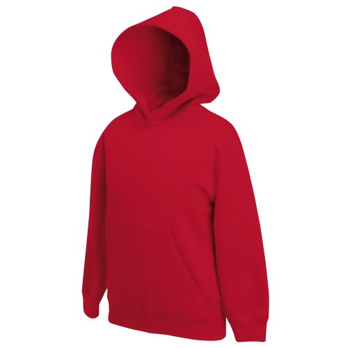 Unisex-Kapuzen-Sweatshirt/Hoodie für Kinder von Fruit of the Loom M rot