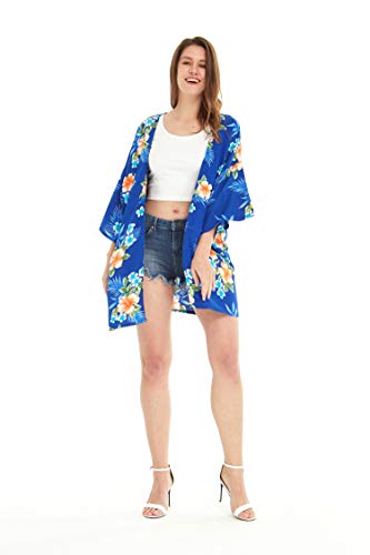 Image of Matchable Family Hawaiian Luau Men Women Girl Boy Clothes in Hibiscus Blue