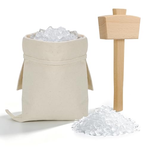 Image of 1 Set 16.5x8.7 inch Enlarged Canvas Lewis Bags with Wood Mallet, Ice Crusher
