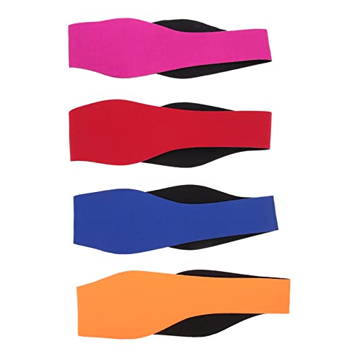 EXAOMBLE 4pcs Neoprene Ear Band for Women Swim Band Ear Plugs Headband Diving Headband Swimming Protector Red Blue Pink Orange