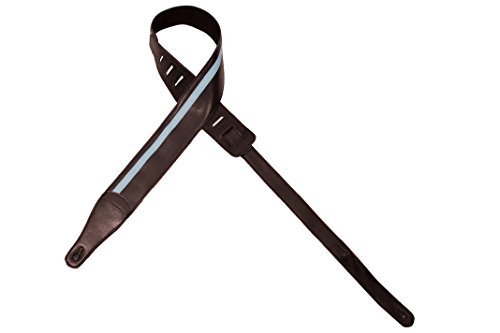 Chromacast Speed Série Cuir Racing Stripe Sangle de guitare Vintage Series Black w/ Daphne Blue - Les Beatles, Paul McCartney, John Lennon, RIngo Starr, George Harrison Chromacast Speed Série Cuir Racing Stripe Sangle de guitare Vintage Series Black w/ Daphne Blue – Image 3