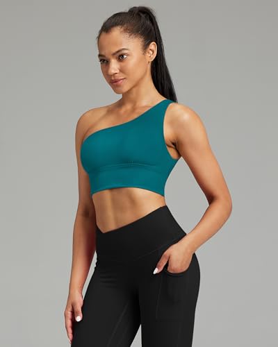 Image of Queenie Ke Womens One Shoulder Sports Bra Left Side Strap Yoga Bras Gym Training Workout Crop Tops