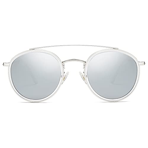 Image of SOJOS Retro Vintage Round Polarized Sunglasses for Women Men Double Bridge Circle Sunnies SJ1104