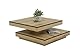 Hela Tische, Funktionscouchtisch Wohnzimmertisch Ben, Quadratisch, Holzwerkstoff melaminbeschichtet, Tischplatte drehbar 360°, Evoke Eiche, 78 x 78 x 34cm