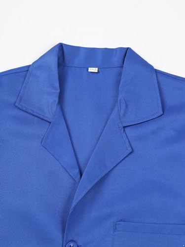 Image of Oyolan Men's Exterior Pocket Long Sleeve Work Coat Button Down Wear Resistant Cotton Jacket Lab Coat
