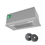 CIARRA CBCS6926A 60cm Integrated Cooker Hood Built-in Kitchen Extractor Fan 3 Speed Settings LED Light UnderCabinet Extractor Hood Energy Efficient & Quiet Operation with CBCF003 Carbon Filters