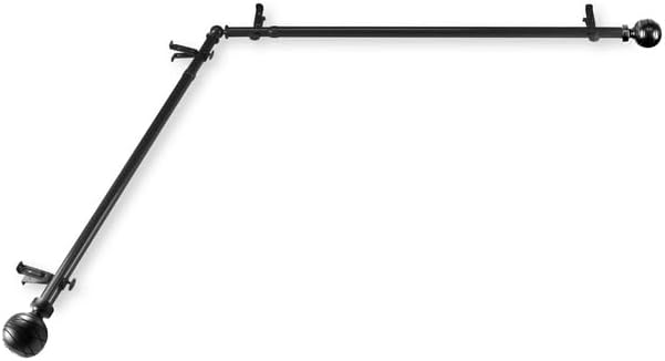 HomeStock Glam Curtain Rods & Hardware Set - Steel Resin Rods with Finials - Black Decorative Window Treatment