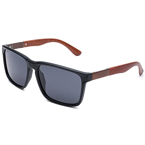 Pro Acme Polarisierte Rechteckig Sonnenbrille für Männer Frauen, Klassisch Fahren/Angeln/Reisen/Golflicht Rahmen UV400 Schutz Sonnenbrillen (Schwarz Rahmen | Braun Arm | Grau Linse) Cover