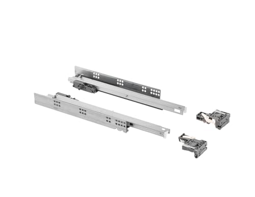 GTV - Guías de suelo 3DFPO | guía para el montaje inferior | regulación 3D | extensión completa | cajones con sincronización de apertura | carga de hasta 35 kg | L=250 mm