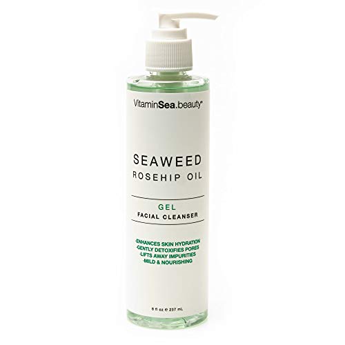 VITAMINS AND SEA BEAUTY Gel Face Cleanser with Vitamin C and E | Seaweed & Rosehip Oil - 8 Fl Oz
