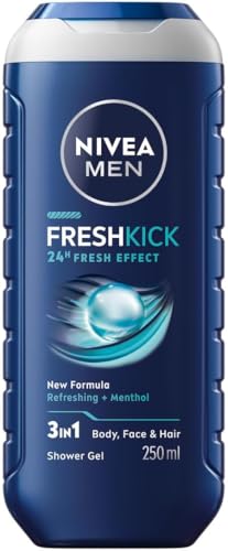 NIVEA MEN Cool Kick Fresh Effect Doccia shampoo in confezione da 6 x 250 ml, Bagnoschiuma uomo per corpo, viso e capelli, Shampoo uomo al profumo di Mentolo
