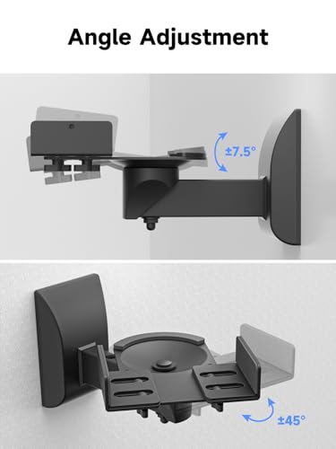 Image of suptek Small Dual Side Clamping Bookshelf Speaker Wall Mounting Bracket for Small Surrounding Sound Speakers, Hold up to 55lbs Black SPM201SB
