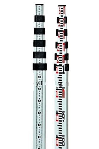 KXWY ART Aluminum Leveling Staff 6m,5 Sections Light Weight –Free canvas cover for ease in storage and transportation for Auto Level (6m), A Levelling Instrument Folding Leveling Staff-image-48