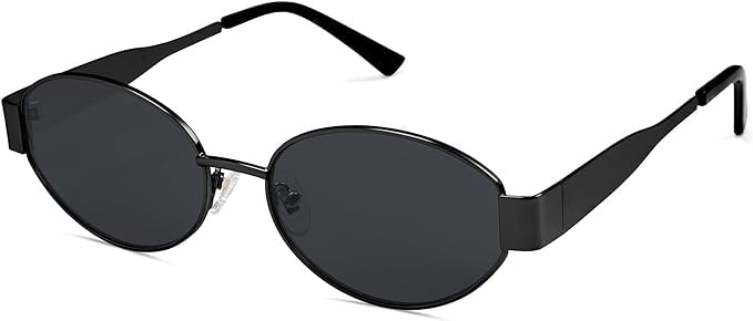 HUVORA Retro Oval Sunglasses For Women Men Trendy UV400 Protection Goggles | Vintage Alloy Sunglasses for Women Men Stylish | Designer Goggles | Plastic Case