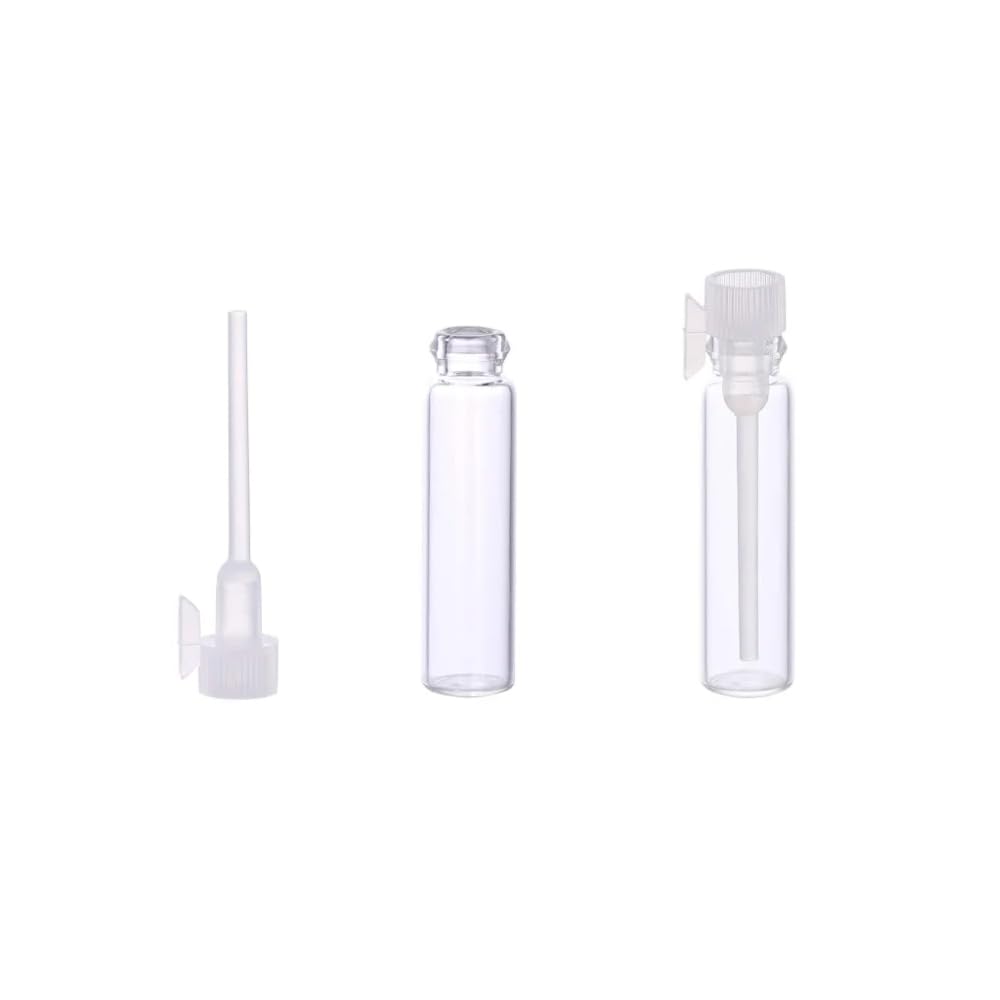 20 botellas vacías de 2 ml para muestras de perfume de aceite esencial, mini botellas de vidrio recargables para aromaterapia, fragancia y líquido, tapa blanca