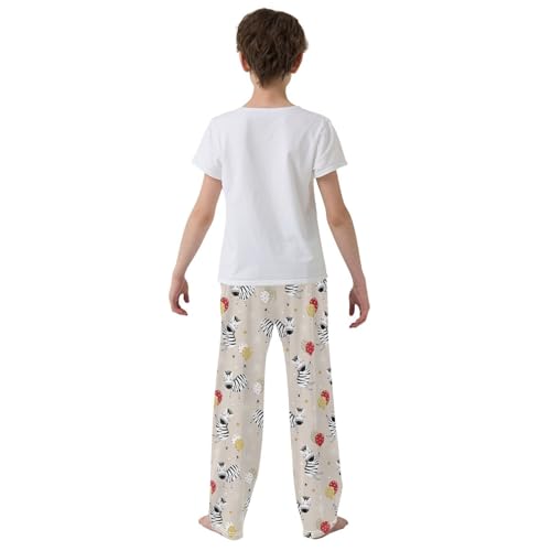 Zebra Balloon Boys Long Pants Soft Trousers Elastic Waist Kids Lounge Bottoms with Pockets S-XL3