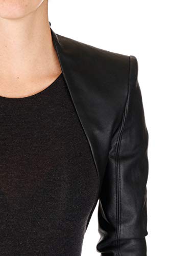 Womens Leather Shrug Lambskin Leather Crop Moto Bolero Shrug Black Jacket Slim Fit WJ0153