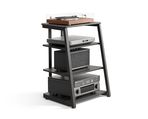 FITUEYES Design HiFi Rack aus Holz & Stahl, Plattenspieler Tisch mit...