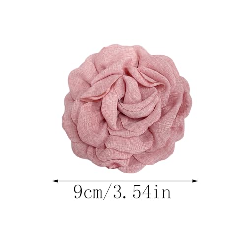 Image of Dainty Fabric Peony Flower Brooches Pin Delicate Camellia Flower Brooch Classic for Women Wedding Party Dance Banquet Elegant Lapel Pins Dress Suit Ceremony Clothes Accessories Jewelry Gifts 100mm
