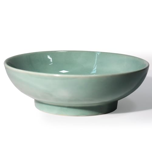 MUUBOOX 10 Decorative Bowl Ceramic Fruit Bowl for Kitchen Counter Coffee Table Dining Room Table Centerpiece Bowel Entryway Key Holder & Jewelry Organizer (Jade green)