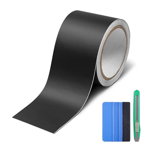 Lypumso Matte Black Vinyl Wrap Tape Roll, 3 Inch x 30ft Self-Adhesive Black Out...