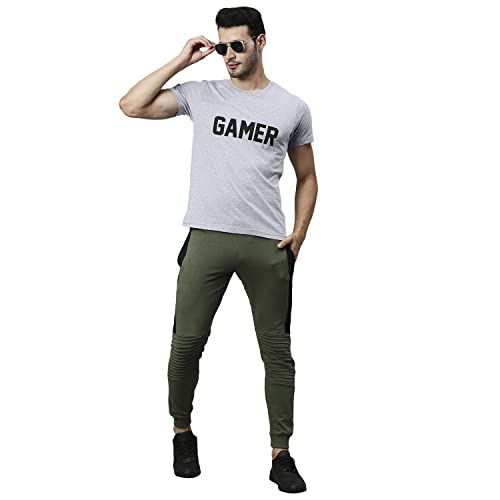 Image of HIGH Star Men Olive Green Solid Slim-Fit Joggers
