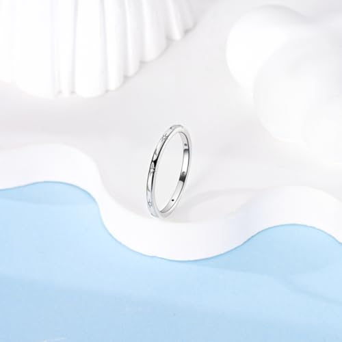 Parmuz 925 Sterling Silver Rings for Woman Dainty Stackable CZ Star Moon Cross Eternity Engagement Bands Ring for Her3