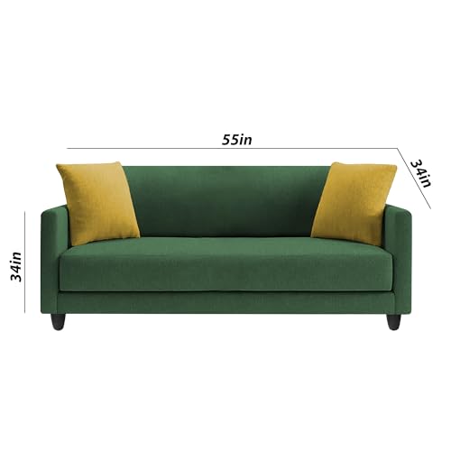 Image of Casaliving Dominic 2 Seater Sofa Set for Living Room (Green Fabric) Premium Fabric Sofa
