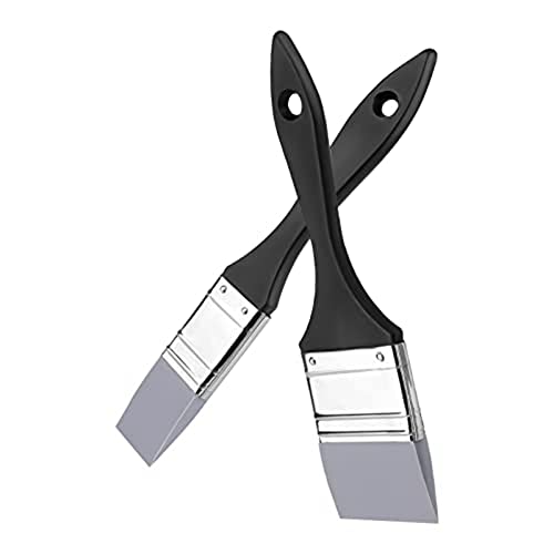 Ocnvlia 2 Flache Silikon Pinsel zum Malen, Breite und Schmale Silikon Form Pinsel für Kunst Pinsel Sets für Acryl Farben, Schwarz Cover
