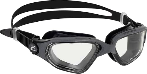 CRESSI Clear Eyes Goggles Black/Grey - Gafas de Natación Unisex de Silicona Pura con Tratamiento...