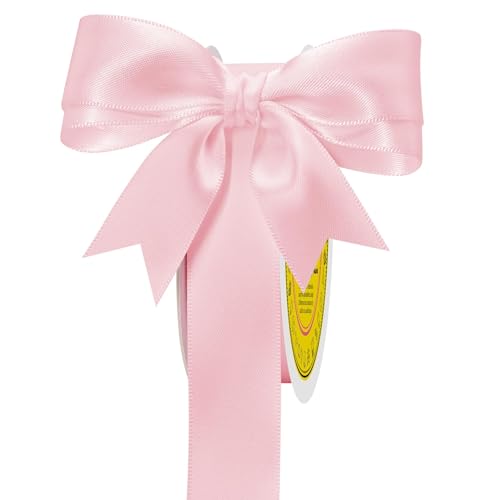 Image of Double Face Lt.Pink Satin Ribbon 7 /8 inch X 25 Yards Polyester Lt.Pink Ribbon for Gift Wrapping Very Suitable for Weddings Party Hair Bow Invitation Decorations and More