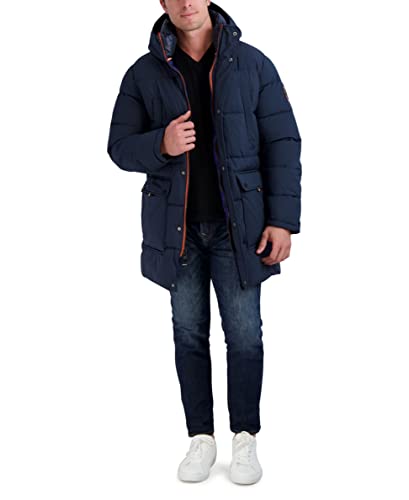 Image of HFX Men's Water Resistant Jacket Long Sleeve Zip Up Heavyweight Hood Quilted Stretch Parka Coat