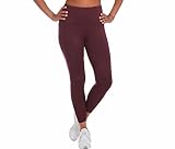 Danskin Women's High Rise 7/8 Brushed Legging Tight (as1, Alpha, s, Regular, Regular, Black Cherry,